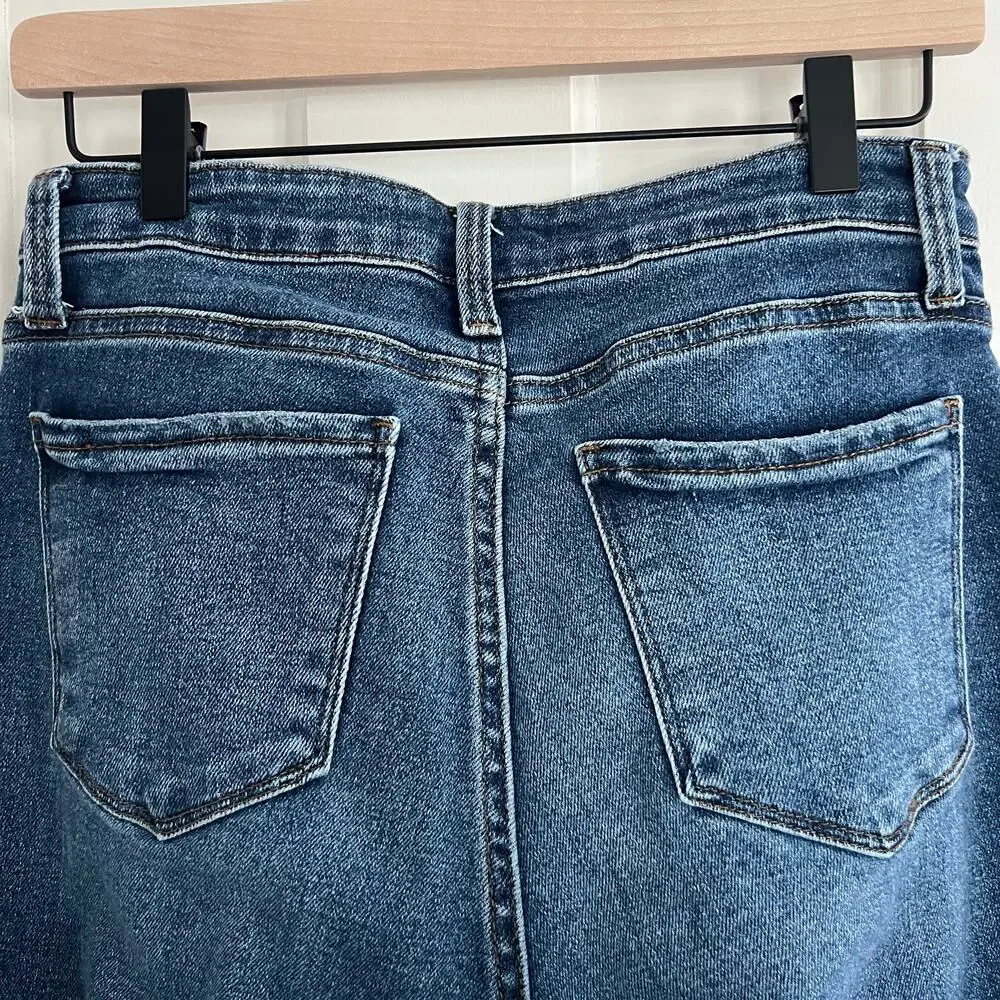 ♥️ Evereve The Ever Straight High Rise Fit Jeans Blue Women Finished Hem Size 28 - Picture 6 of 8